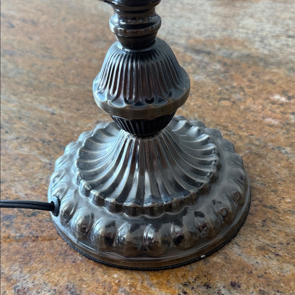 Mosaic Glass Table Lamp with Silver Base - Picture 10 of 10